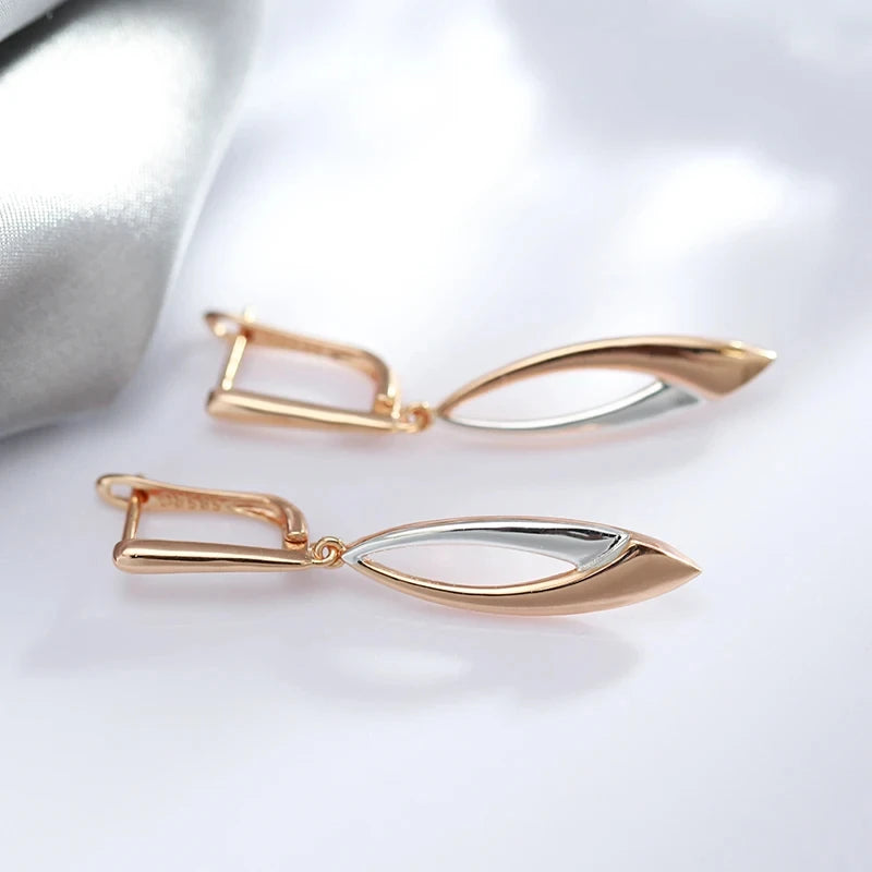 Elegant Long Drop 585 Rose Gold Earrings