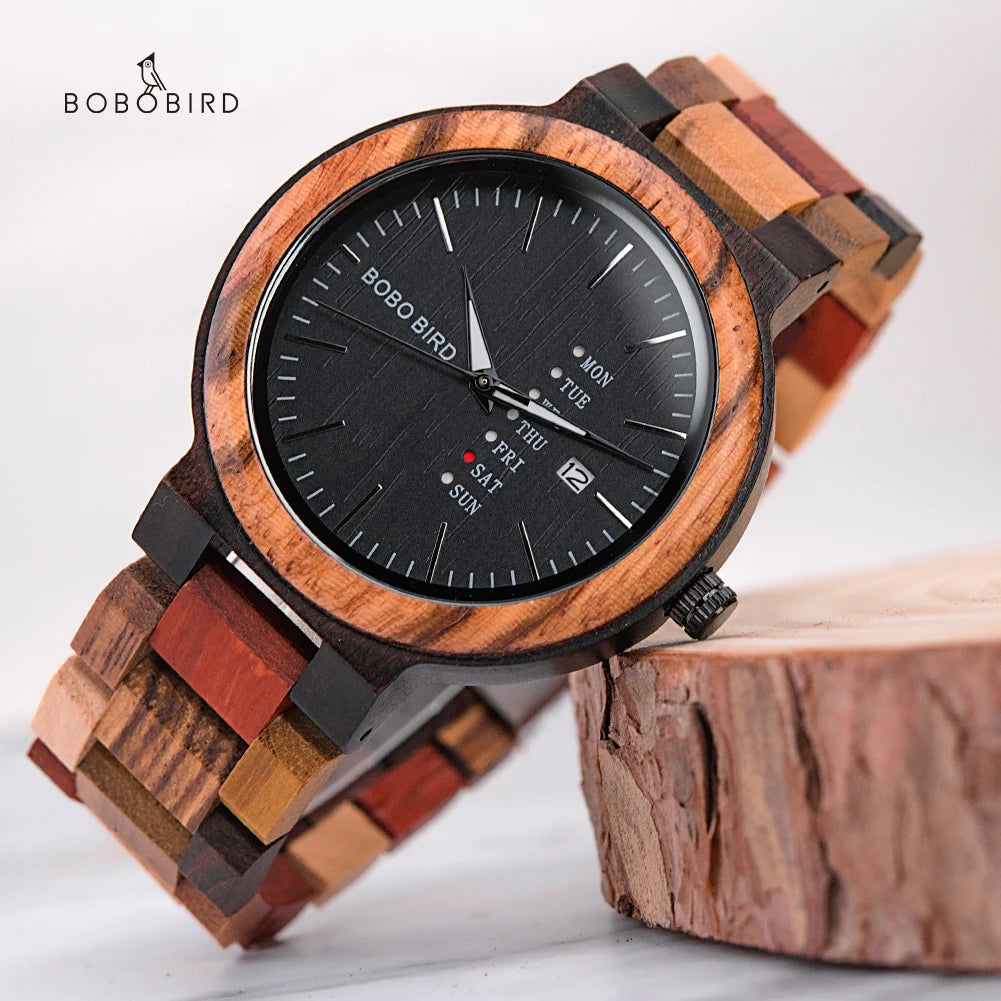 BOBO BIRD Colorful Wooden Couple Timepiece