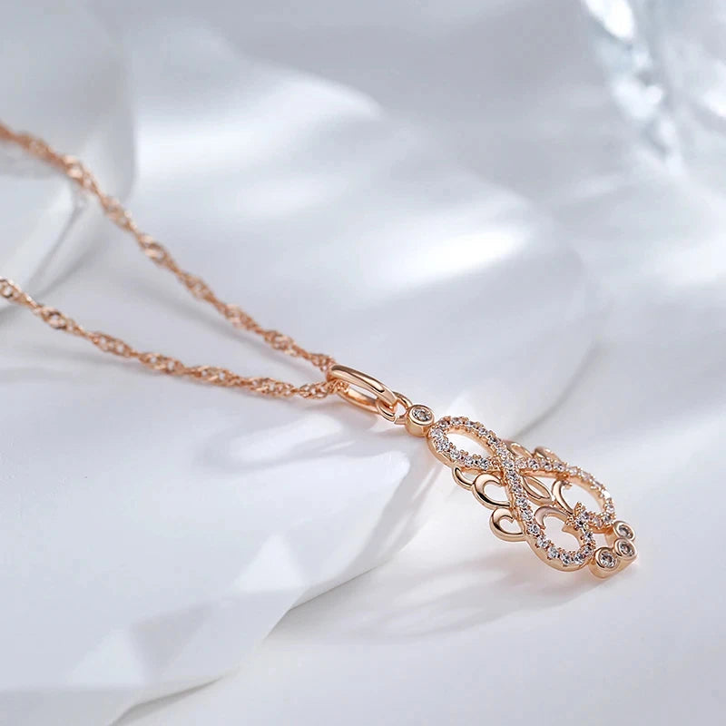 Vintage Boho Zircon 585 Rose Gold Necklace