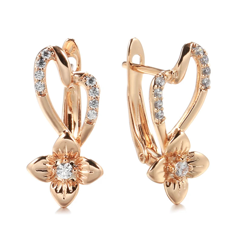 Luxury Crystal Flower 585 Rose Gold Earrings