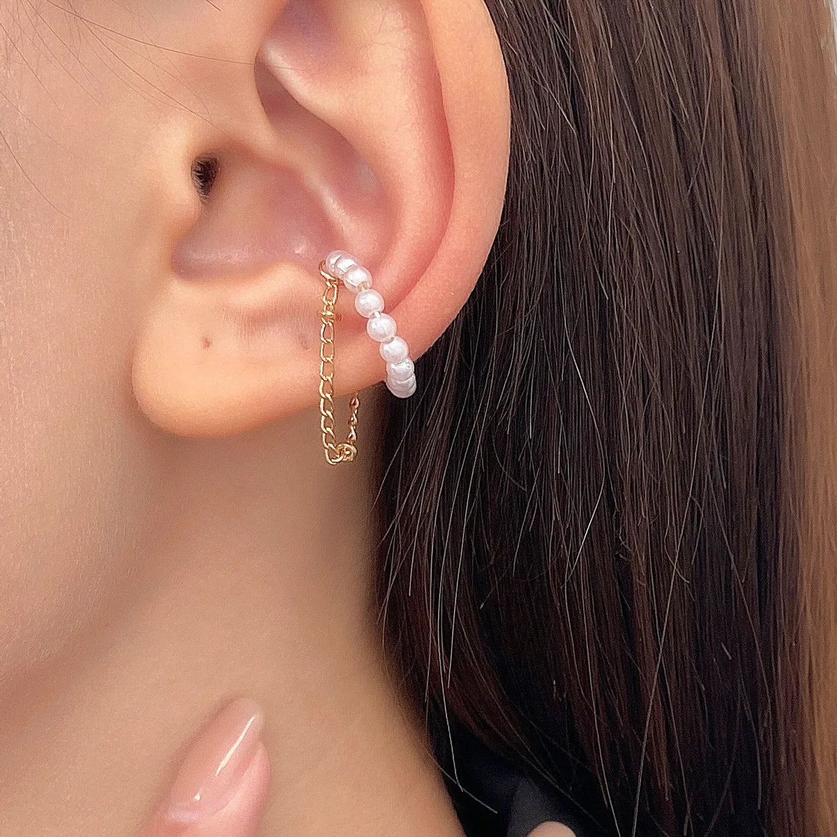 Tassel Chain Pearl Ear Cuff