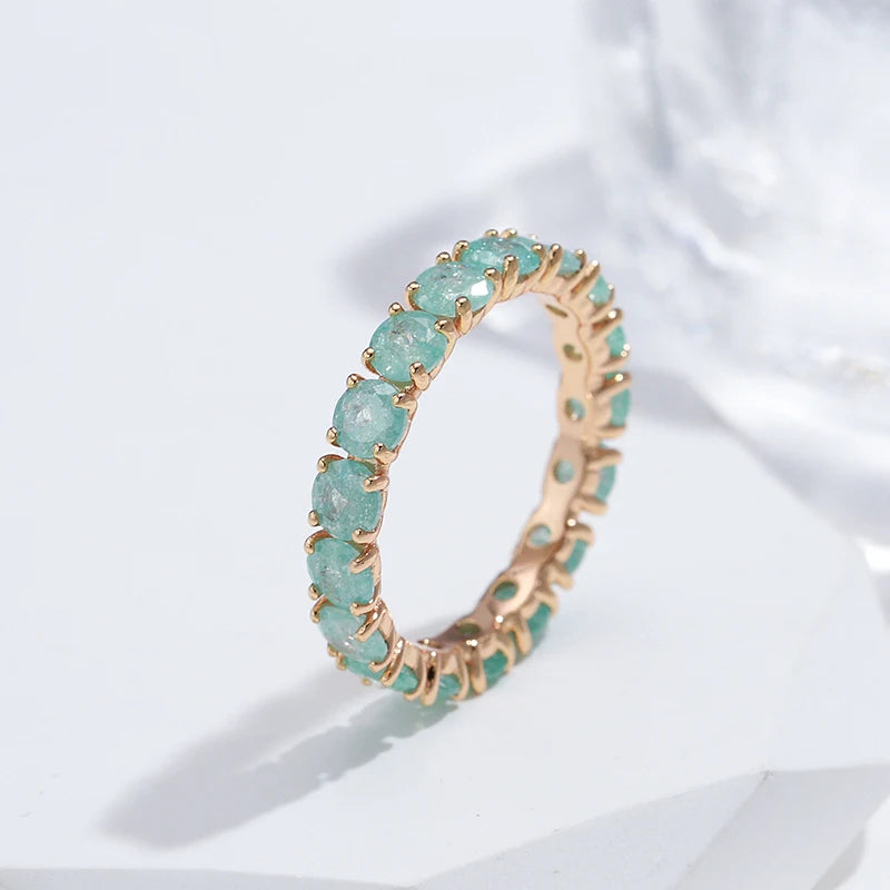 Emerald Zircon Ring 585 Rose Gold