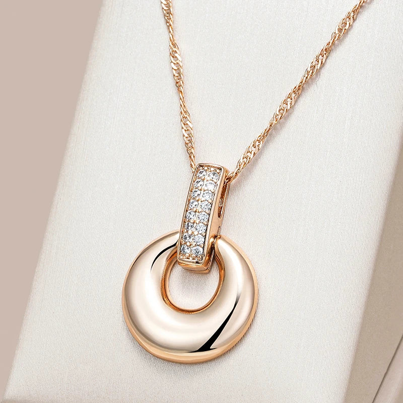 Glossy Hoop Pendant 585 Rose Gold Necklace