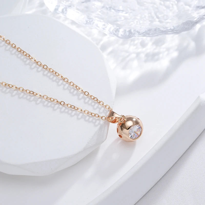 Round Zircon 585 Rose Gold Necklace