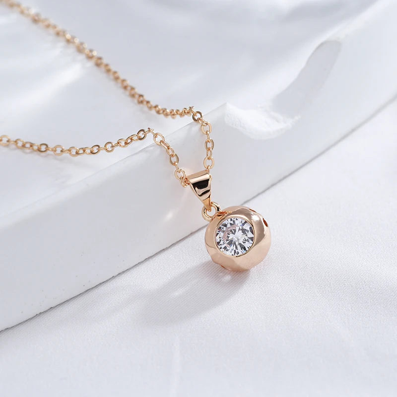 Round Zircon 585 Rose Gold Necklace