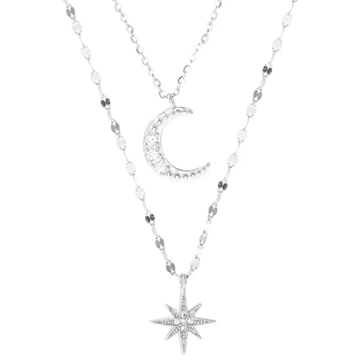 Star Moon Double Layer Necklace