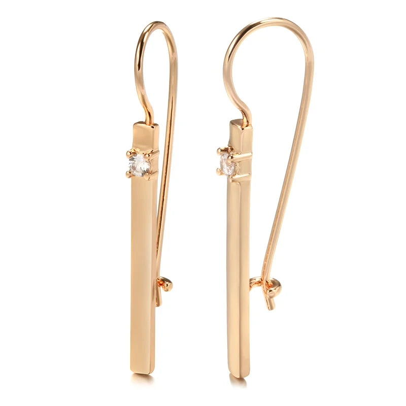 Elegant Long Drop 585 Rose Gold Earrings