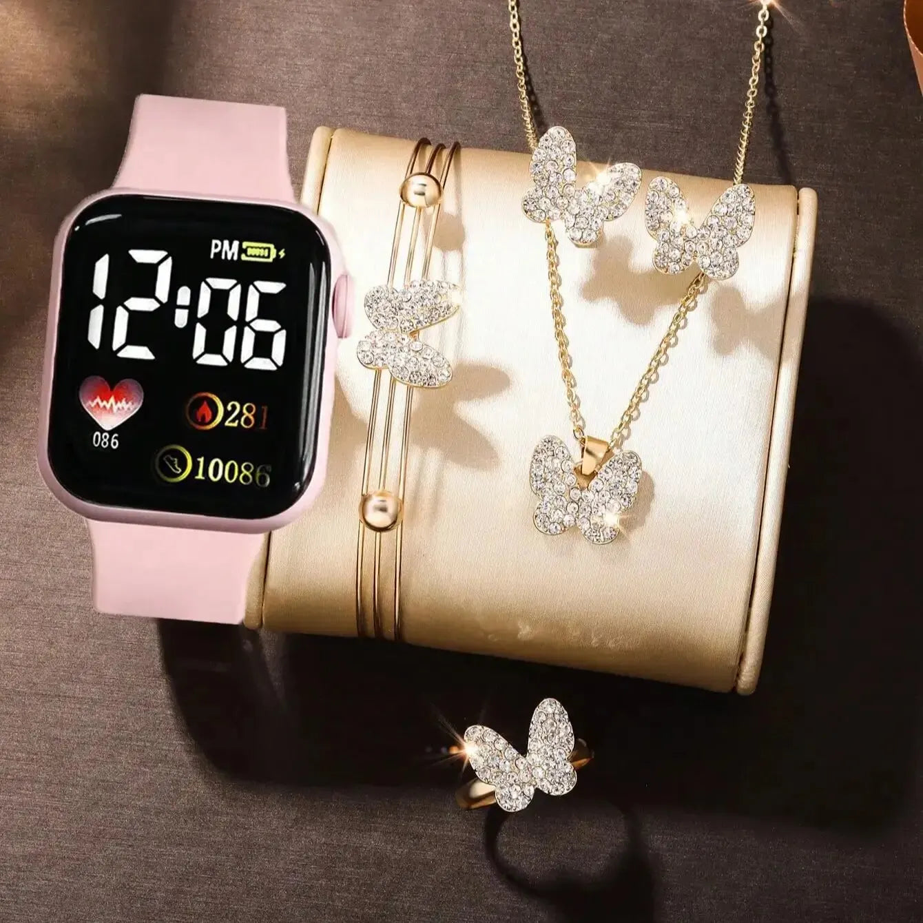 Free Gift - Love Square Digital Watch Butterfly Set