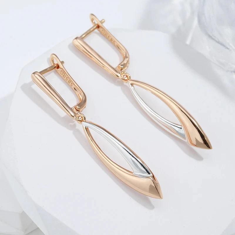 Elegant Long Drop 585 Rose Gold Earrings