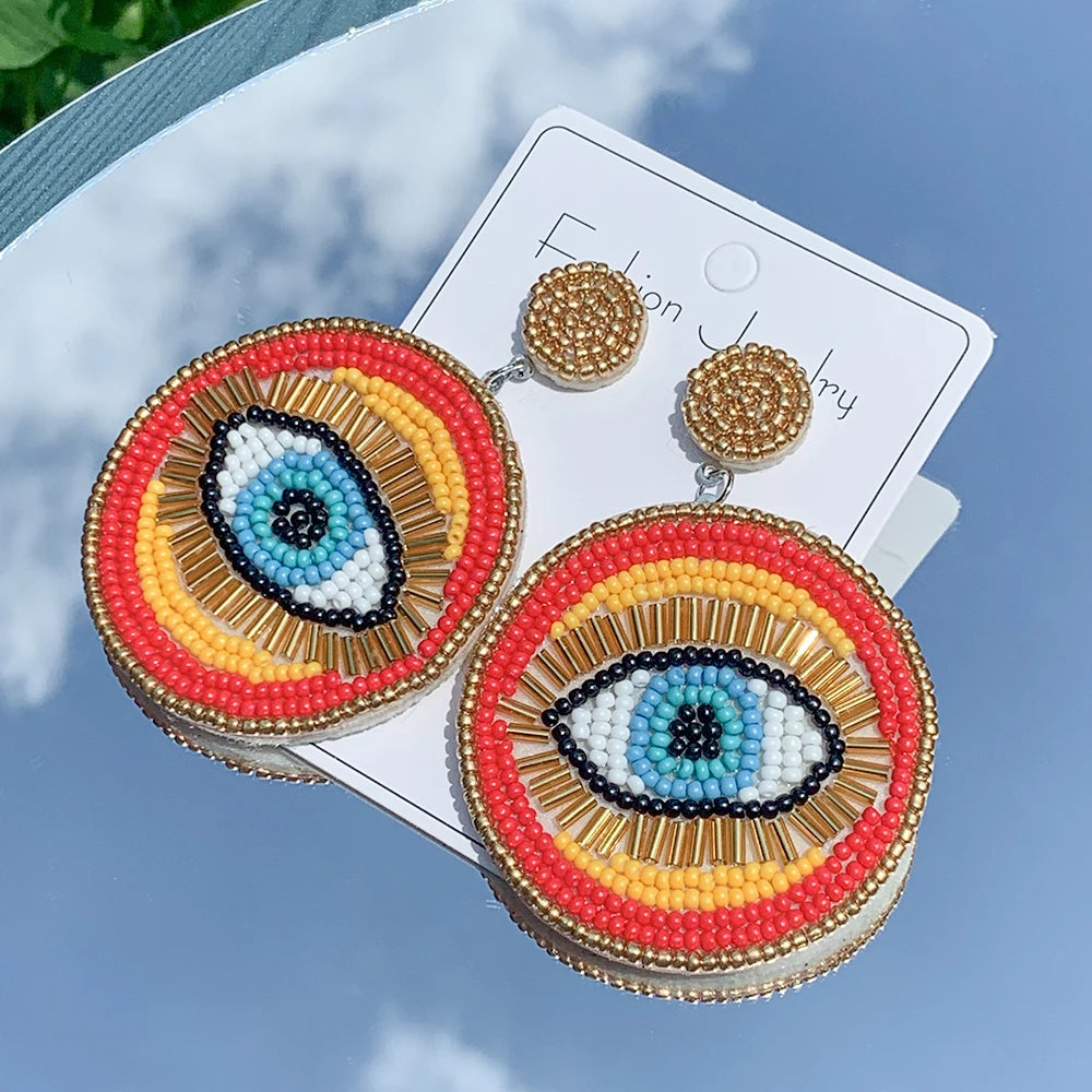 Vintage Evil Eye Beaded Earrings