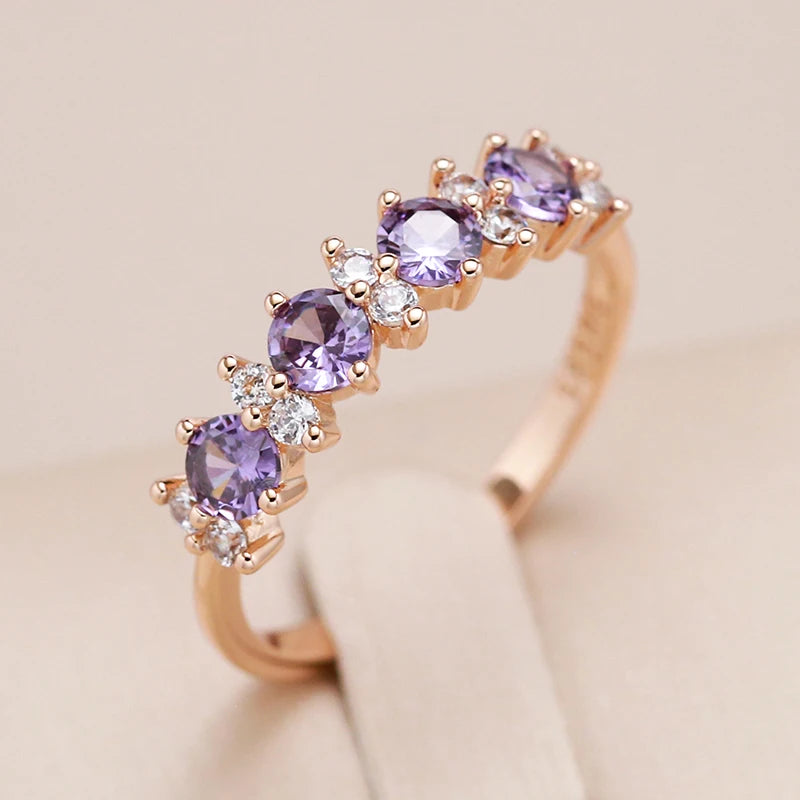 Hot Purple Zircon Ring 585 Rose Gold