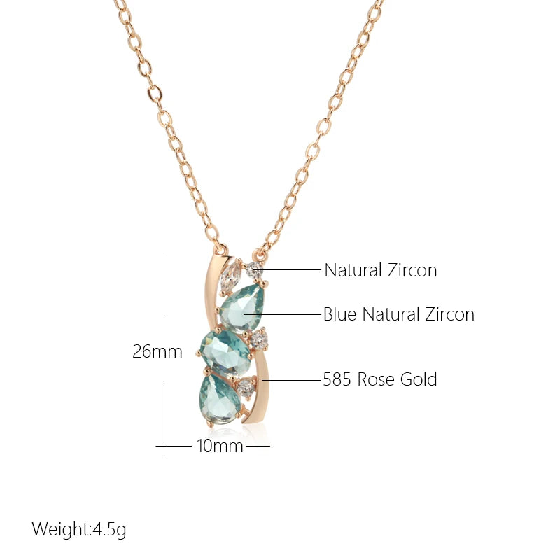 Blue Crystal Zircon 585 Rose Gold Necklace