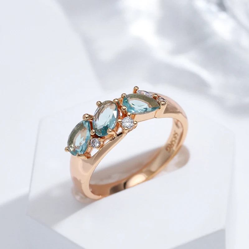 Blue Zircon Ring 585 Rose Gold