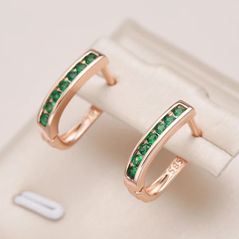 Green Zircon Stud 585 Rose Gold Earrings