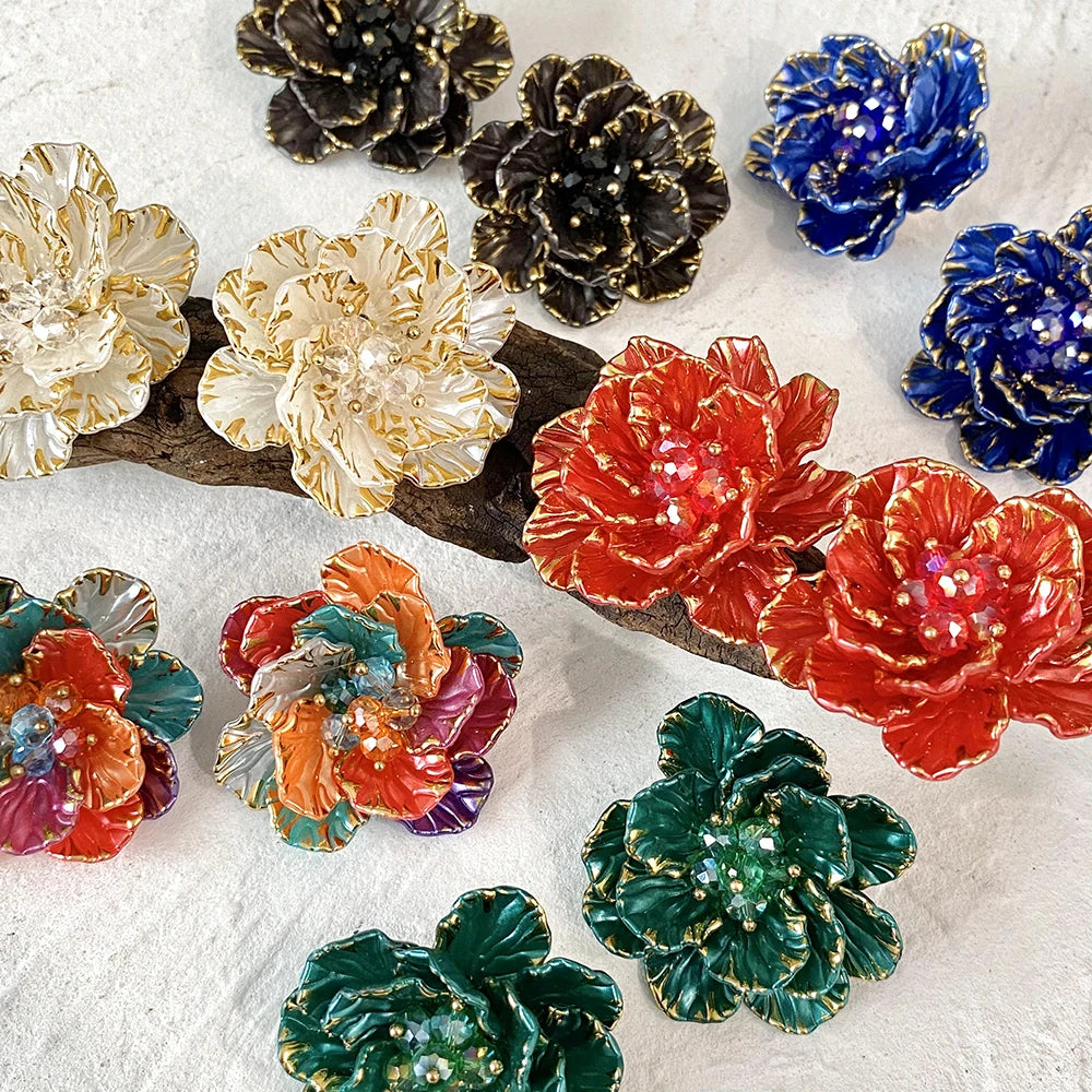 Multicolor Resin Petal Flower Studs