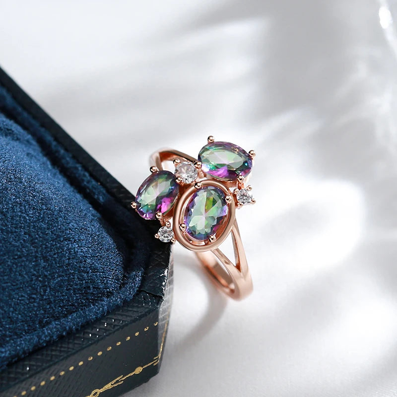 Colorful Zircon Ring 585 Rose Gold