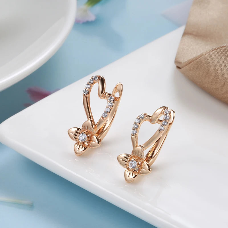 Luxury Crystal Flower 585 Rose Gold Earrings