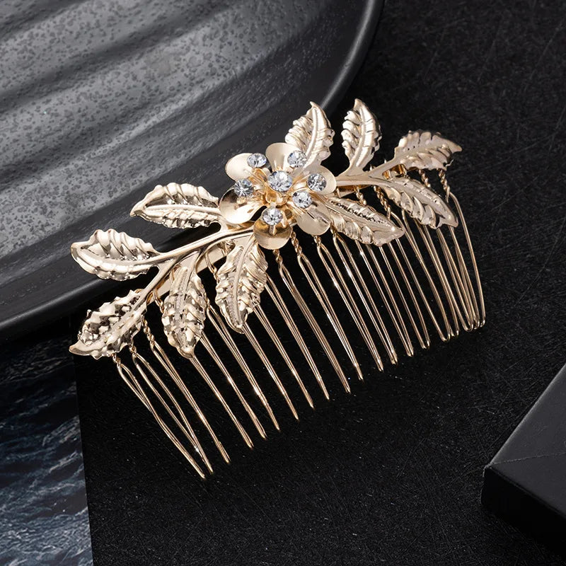 Free Gift-Gold Leaf Rhinestone Hair Clip Barrette