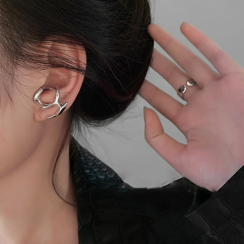 Irregular Liquid Metal Long Earrings