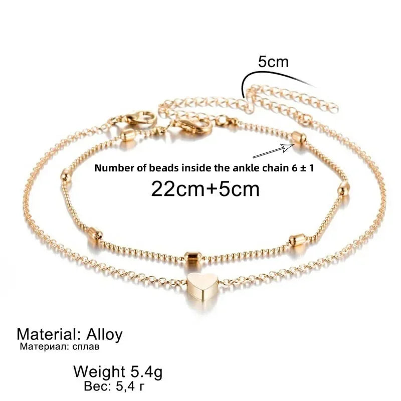 Double Deck Love Bead Anklet