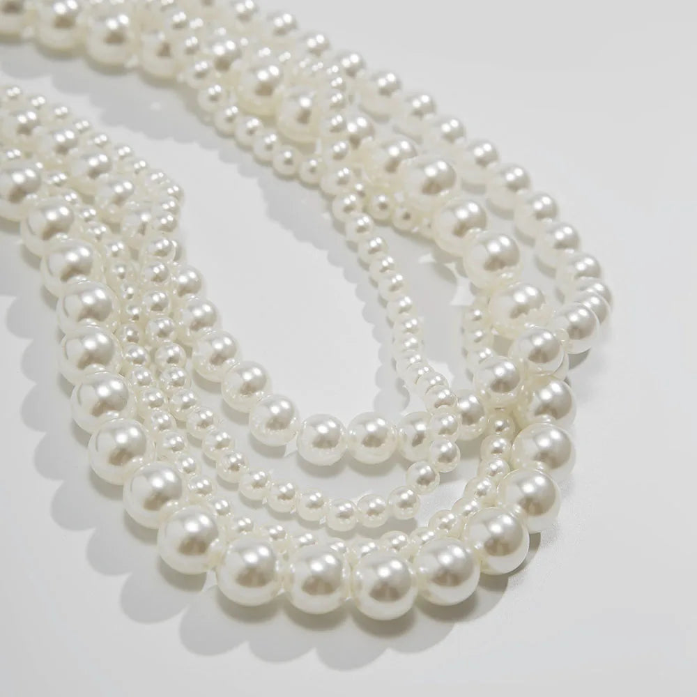 Elegant Multi-Layer Pearl Ribbon Choker