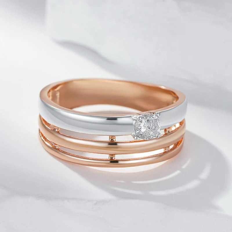 Breiter Zirkon Ring 585 Roségold