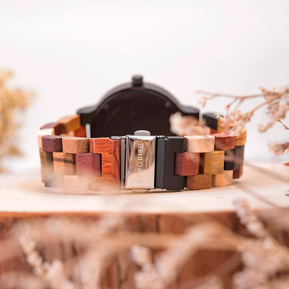 BOBO BIRD Colorful Wooden Couple Timepiece