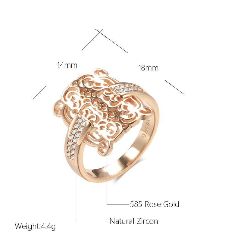 Square Zircon Ring 585 Rose Gold