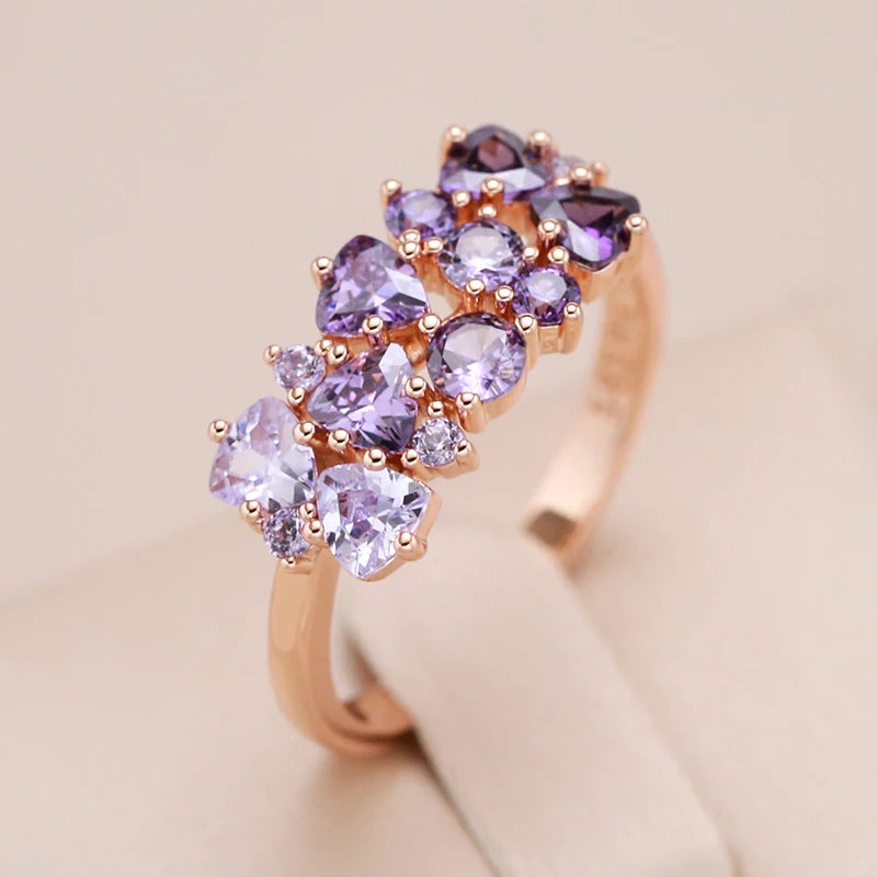 Shiny Purple Zircon Ring 585 Rose Gold