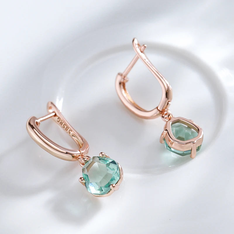 Light Green Stone 585 Rose Gold Earrings