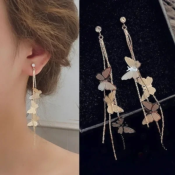 Butterfly Tassel Pendant Earrings