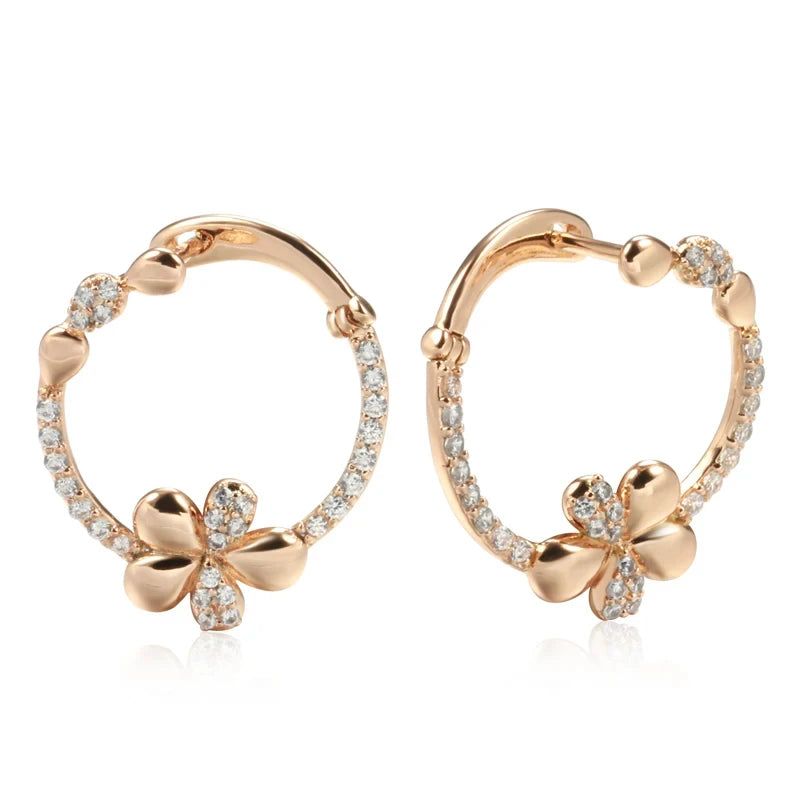 Crystal Flower 585 Rose Gold Zircon Earrings