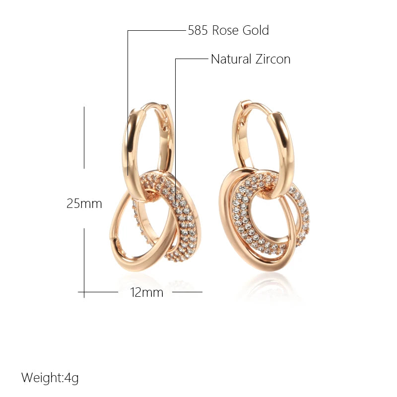 Double Hoop Zircon 585 Rose Gold Earrings