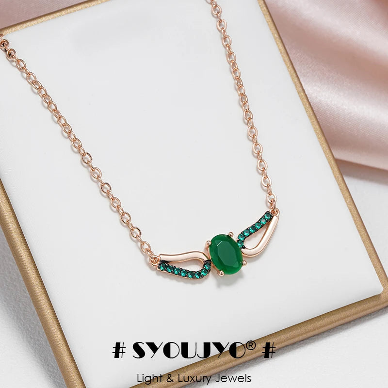 Dark Green Zircon 585 Rose Gold Necklace