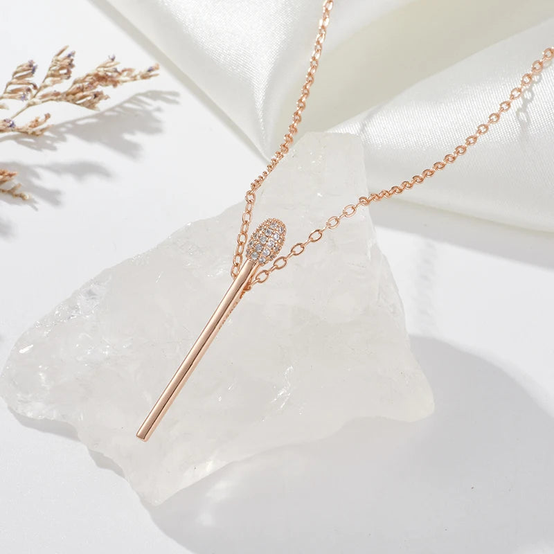 Matchstick Zircon 585 Rose Gold Necklace