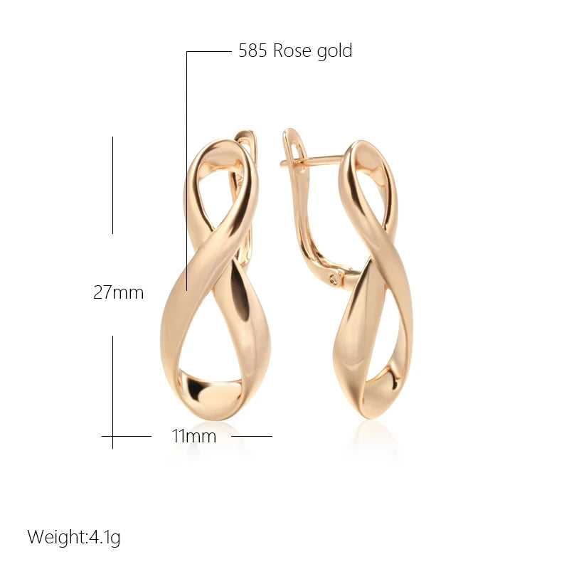 Simple Glossy Geometric 585 Rose Gold Earrings