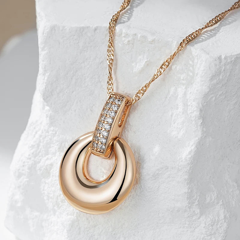 Glossy Hoop Pendant 585 Rose Gold Necklace