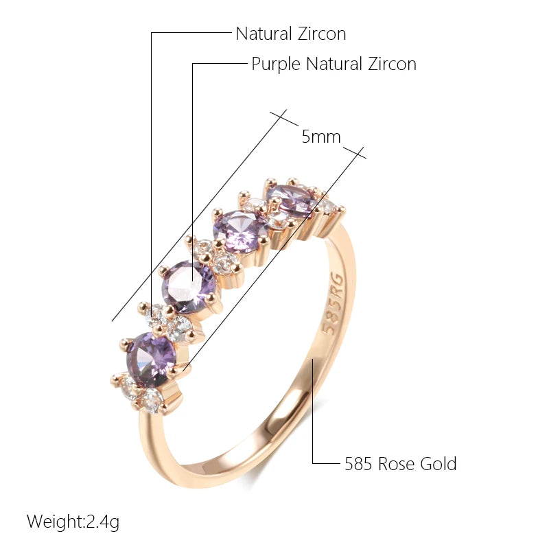 Heißer lila Zirkon Ring 585 Roségold