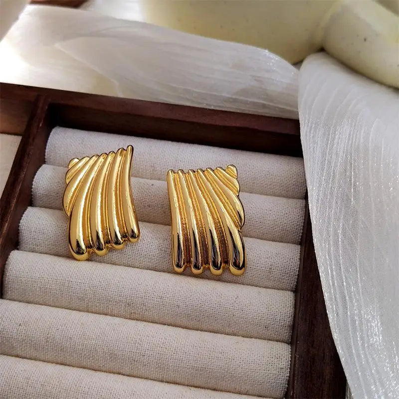 Punk Rectangular Ribbed Earrings for Women