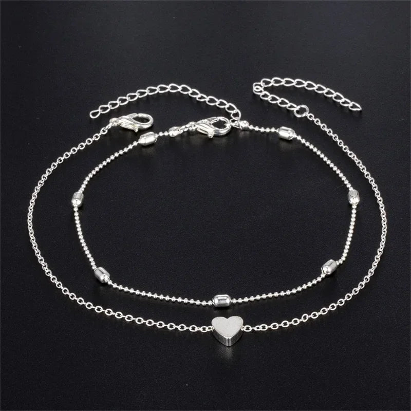 Double Deck Love Bead Anklet