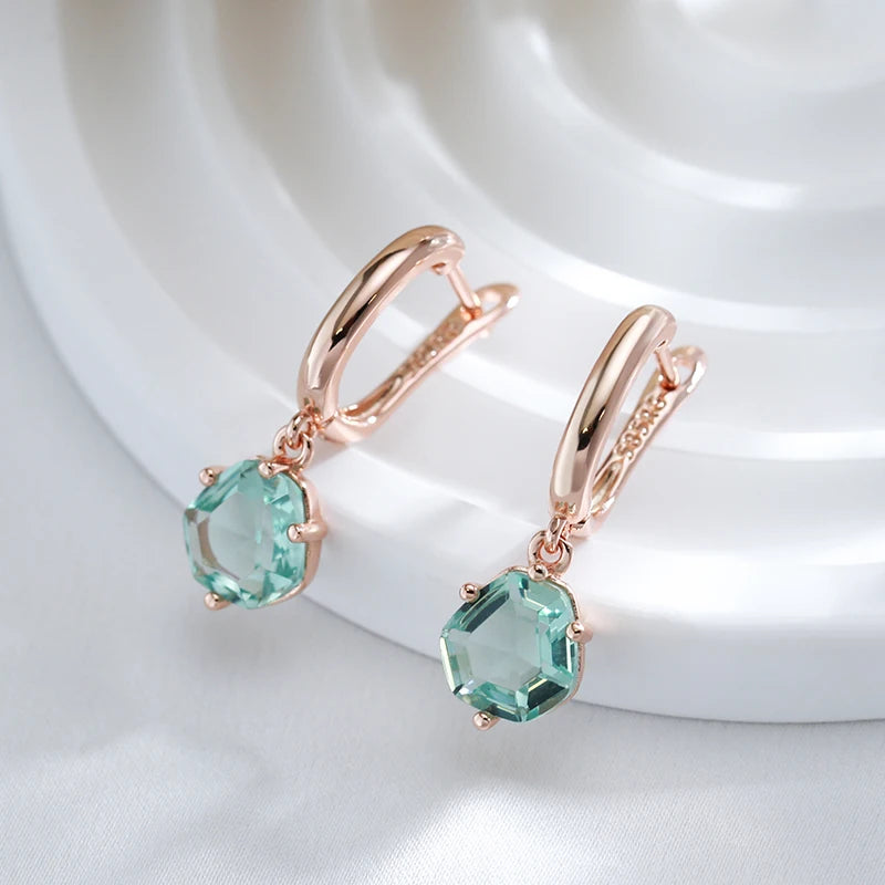 Light Green Stone 585 Rose Gold Earrings