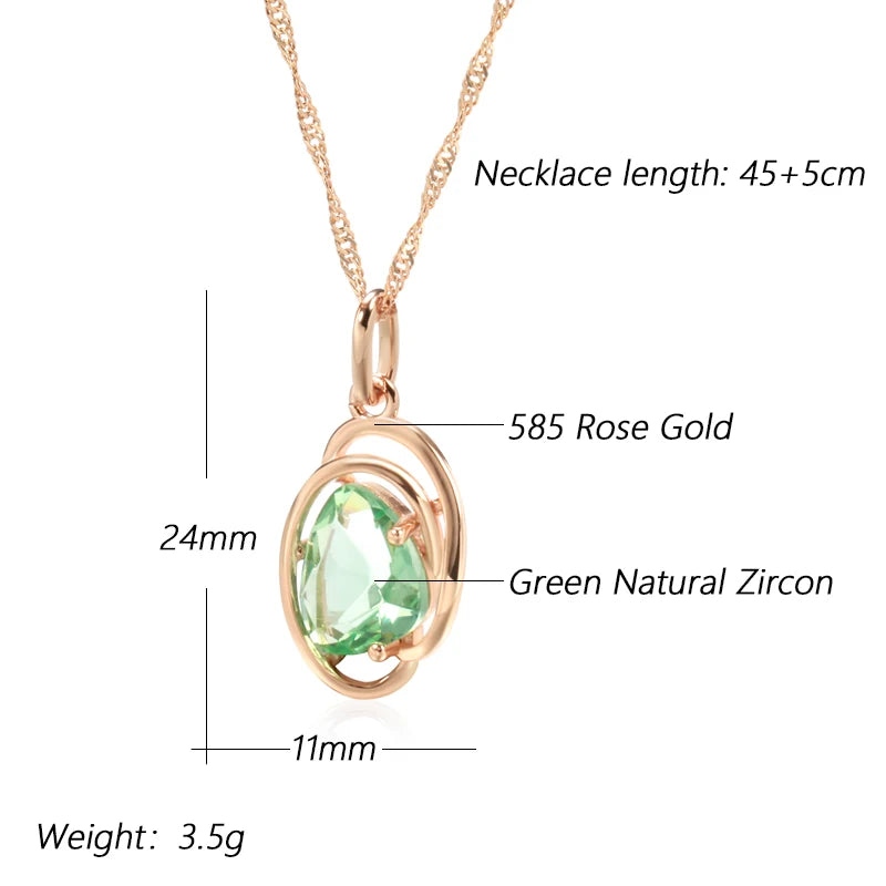 Light Green Stone 585 Rose Gold Necklace