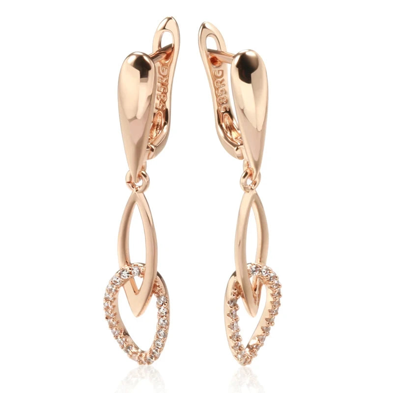 Fashion Hanging 585 Rose Gold Zircon Earrings