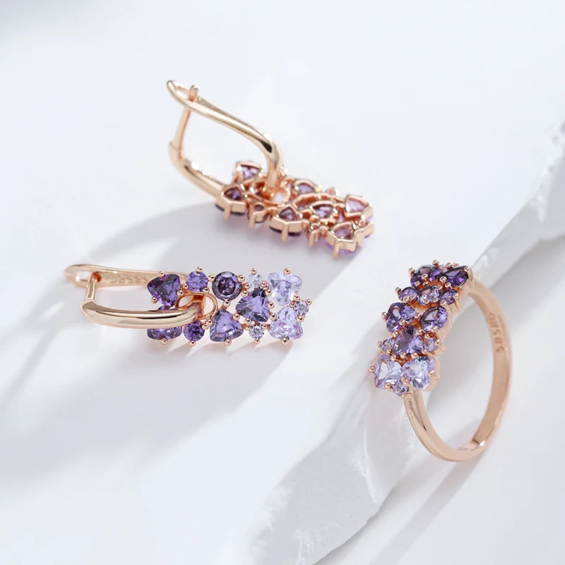 Shiny Purple Zircon Ring 585 Rose Gold