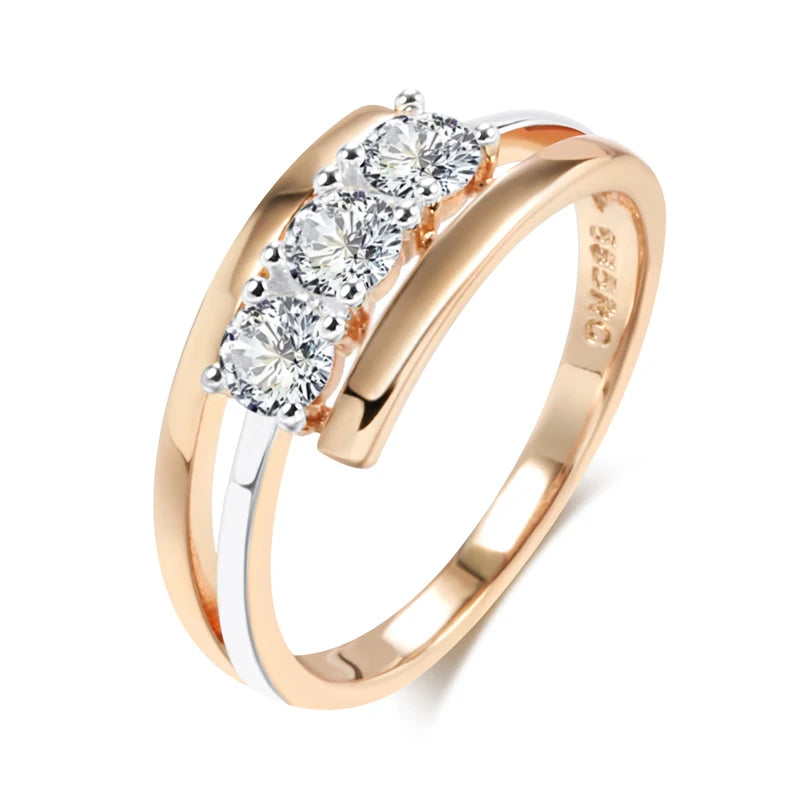 Three White Zircon Ring 585 Rose Gold