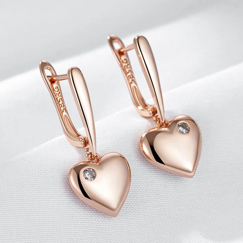 Love Heart 585 Rose Gold Drop Earrings