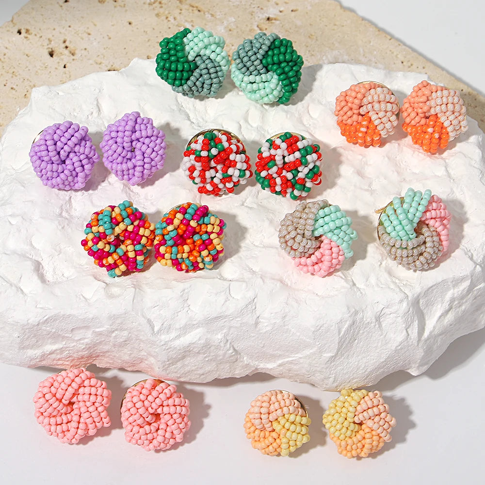 Candy Color Beaded Knot Earrings