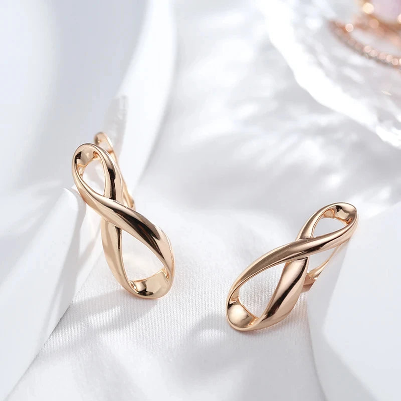 Simple Glossy Geometric 585 Rose Gold Earrings