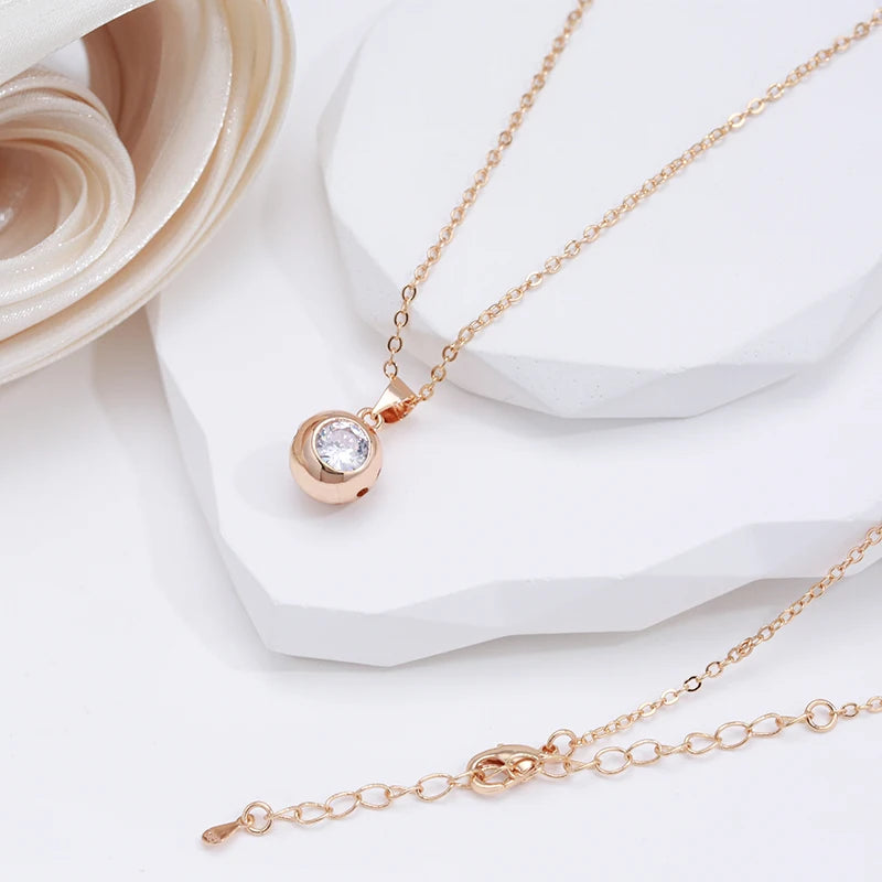 Round Zircon 585 Rose Gold Necklace