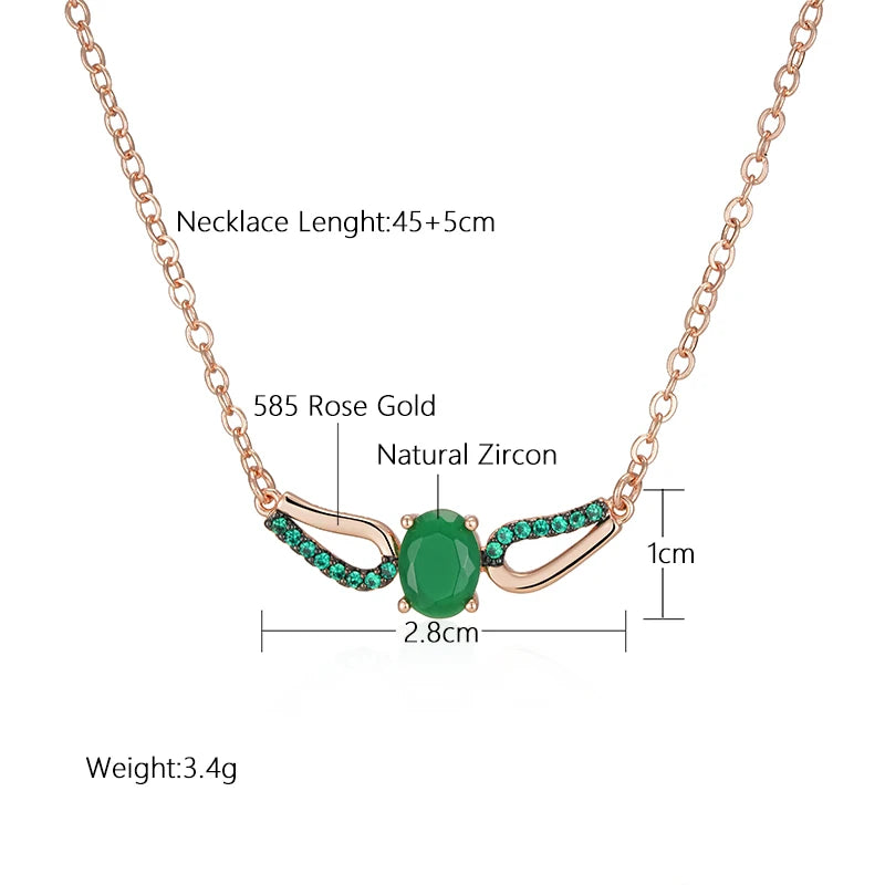 Dark Green Zircon 585 Rose Gold Necklace